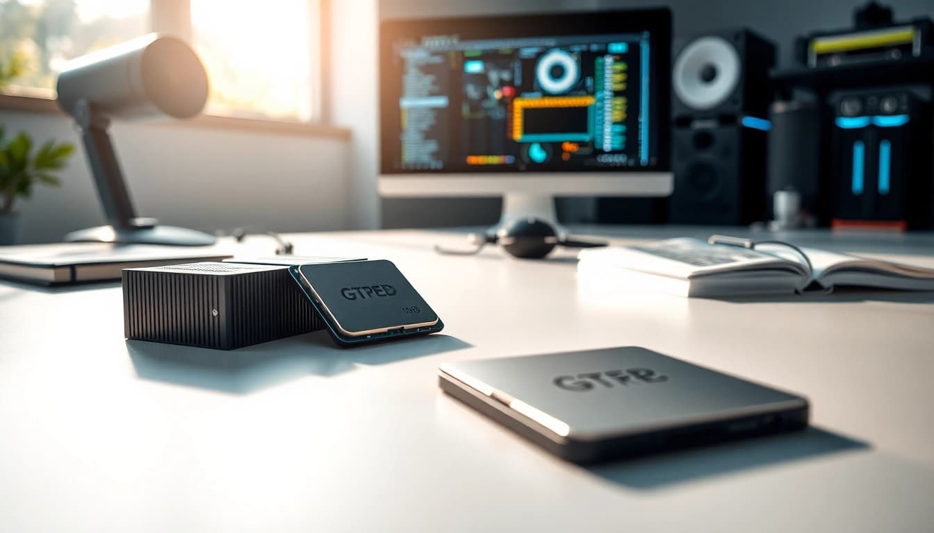 Prozessor Vergleich: Detaillierte Sicht auf moderne Computerprozessoren in einem eleganten Setup.