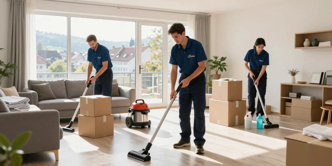 Efficient umzugsreinigung solothurn in a sunlit living room by professional cleaners.