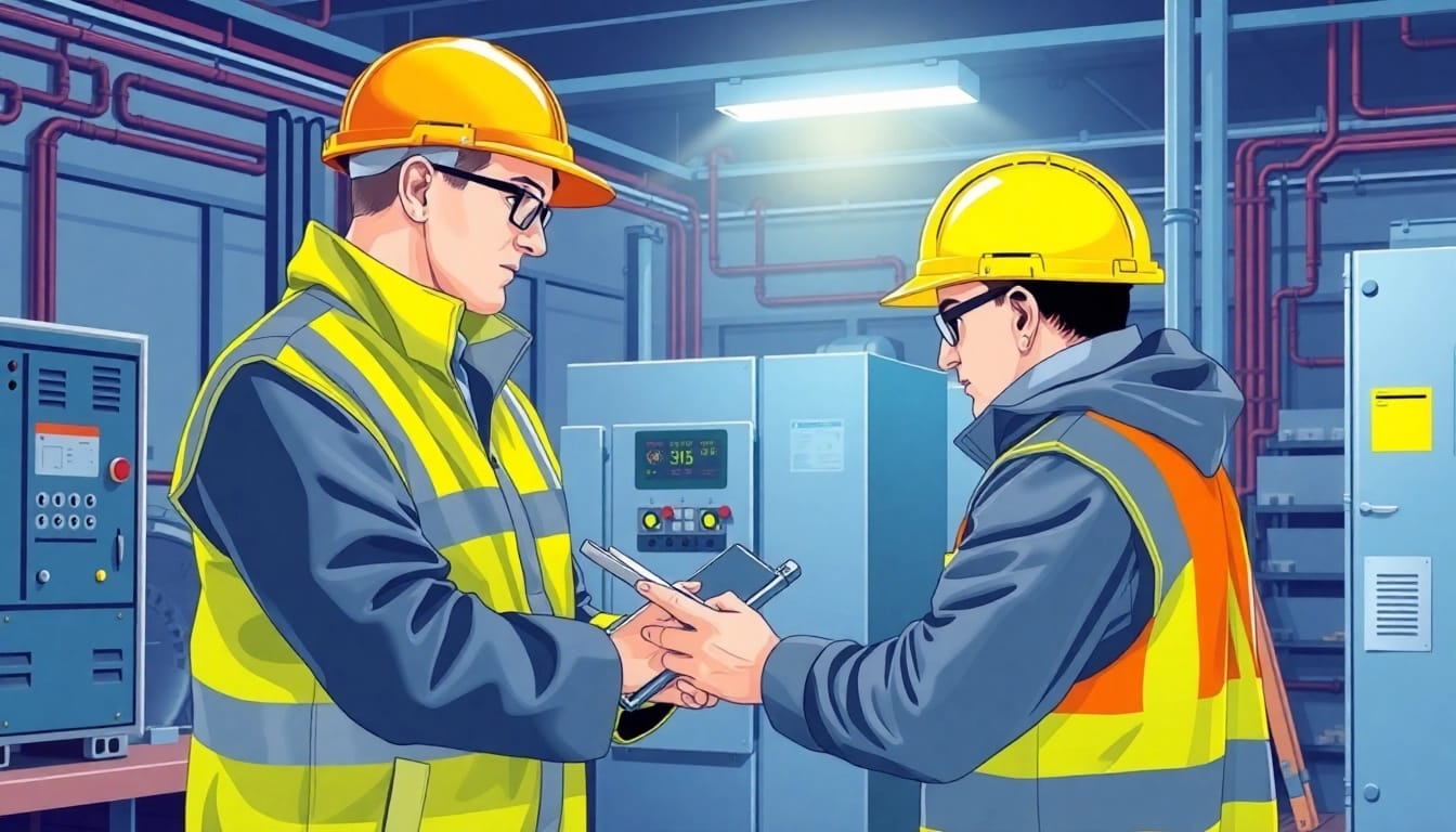 Technician performing a DGUV V3 Prüfung, ensuring the safety of electrical devices.