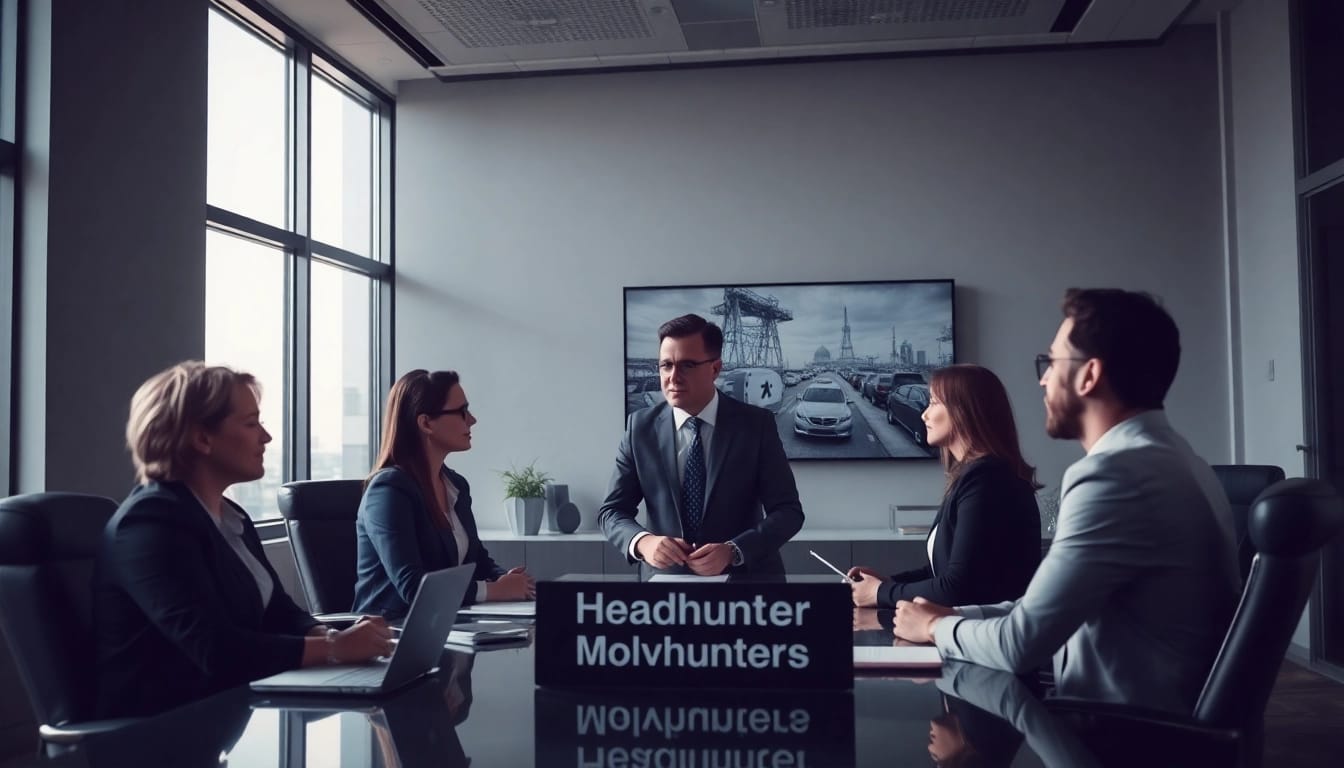 Headhunter Wolfsburg führt ein inspirierendes Bewerbungsgespräch mit Kandidaten im modernen Büro.