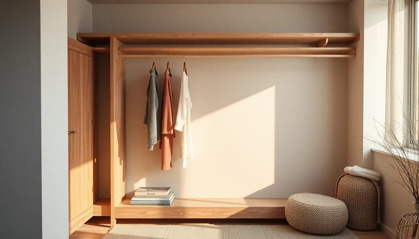 Nachhaltige kleiderbügel aus Holz, ideal organisieren Kleidungsstücke wesentlich umweltfreundlich.