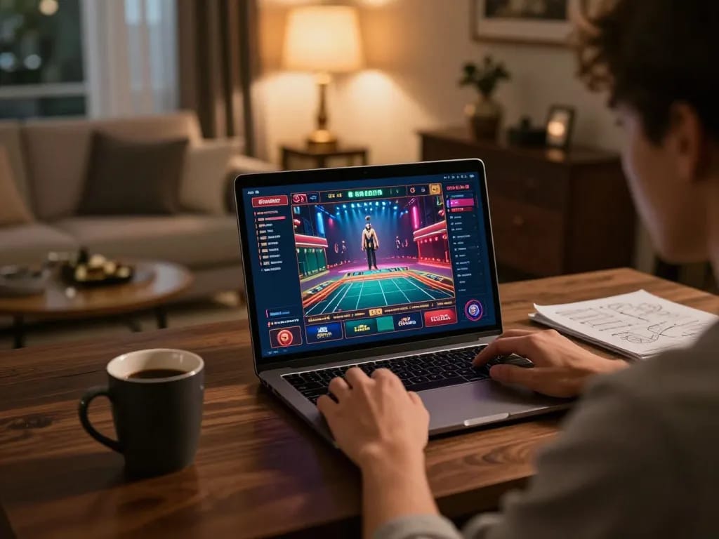 Trải nghiệm chơi game hấp dẫn tại sòng bài trực tuyến Hit Club trên laptop trong không gian ấm cúng tại nhà