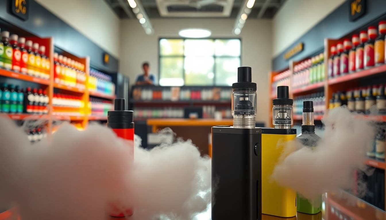 Erleben Sie hqd vape in einem einladenden Vape-Shop mit modernen Geräten und bunten Geschmäckern.