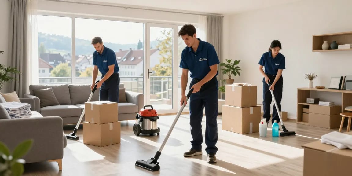 Efficient umzugsreinigung solothurn in a sunlit living room by professional cleaners.