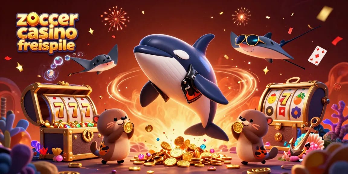 Experience zoccer casino freispiele with an exciting underwater casino scene featuring a jumping orca and floating otters.