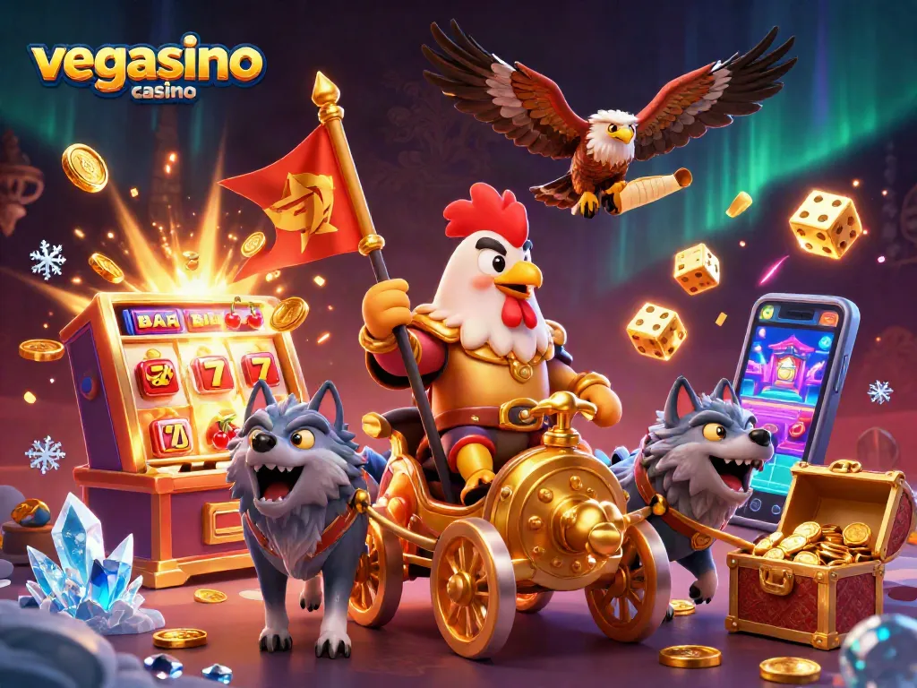 Experience thrilling action at vegasino casino with an epic jackpot scene and vibrant game elements.