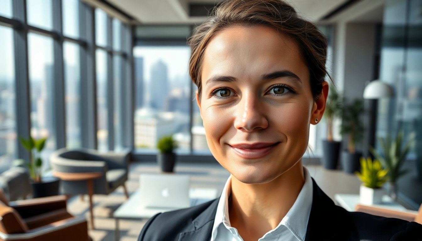 Professionelles Business Portrait München von einem selbstbewussten Individuum in einem modernen Büro.