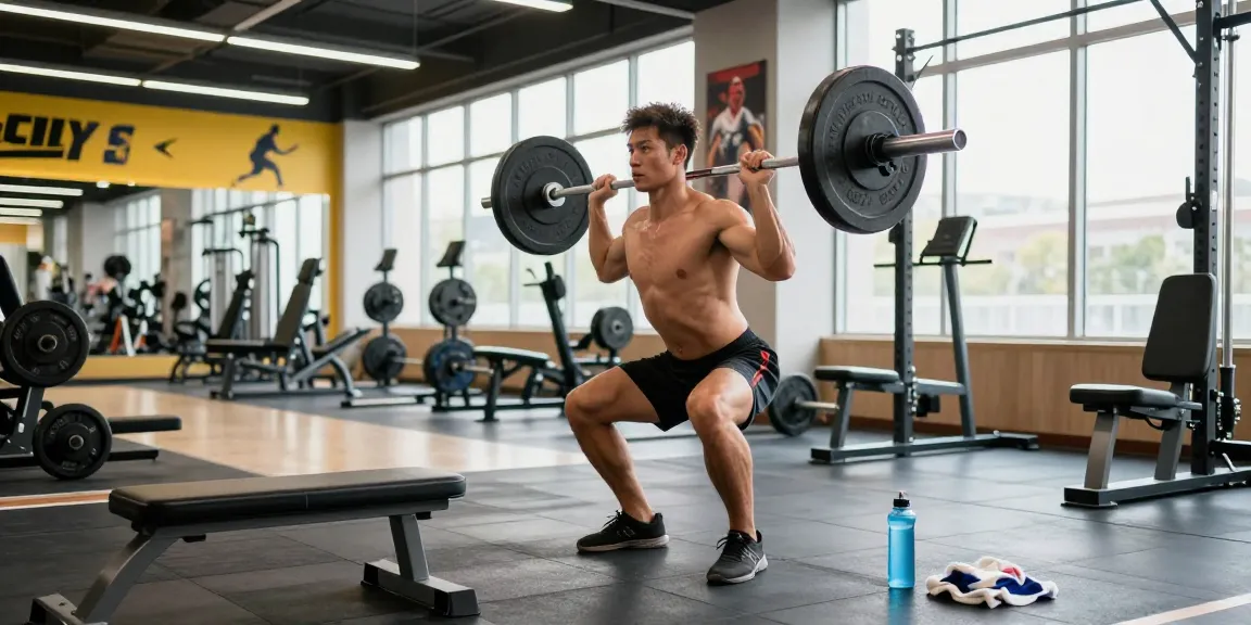 Anabolika Shop showcasing an athletic male bodybuilder lifting weights in a modern gym, focusing on strength and dedication.
