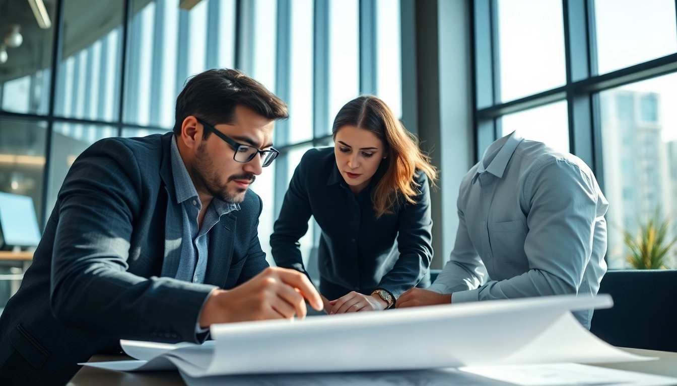 Headhunter Ingenieure beraten und vermitteln Ingenieure in einem modernen Büro.
