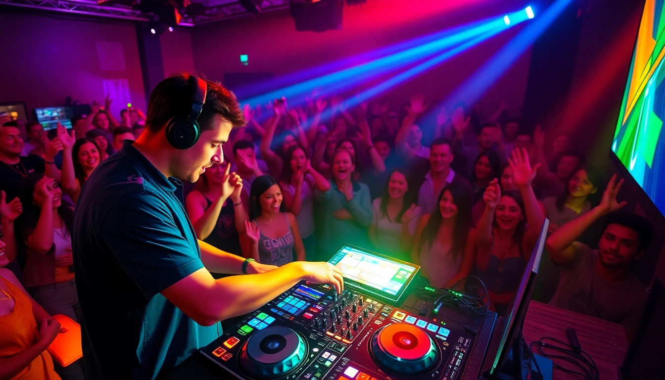 DJ in München live performance with an energetic crowd in a vibrant club atmosphere.