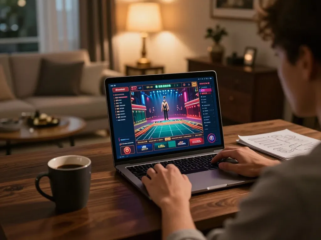 Trải nghiệm chơi game hấp dẫn tại sòng bài trực tuyến Hit Club trên laptop trong không gian ấm cúng tại nhà