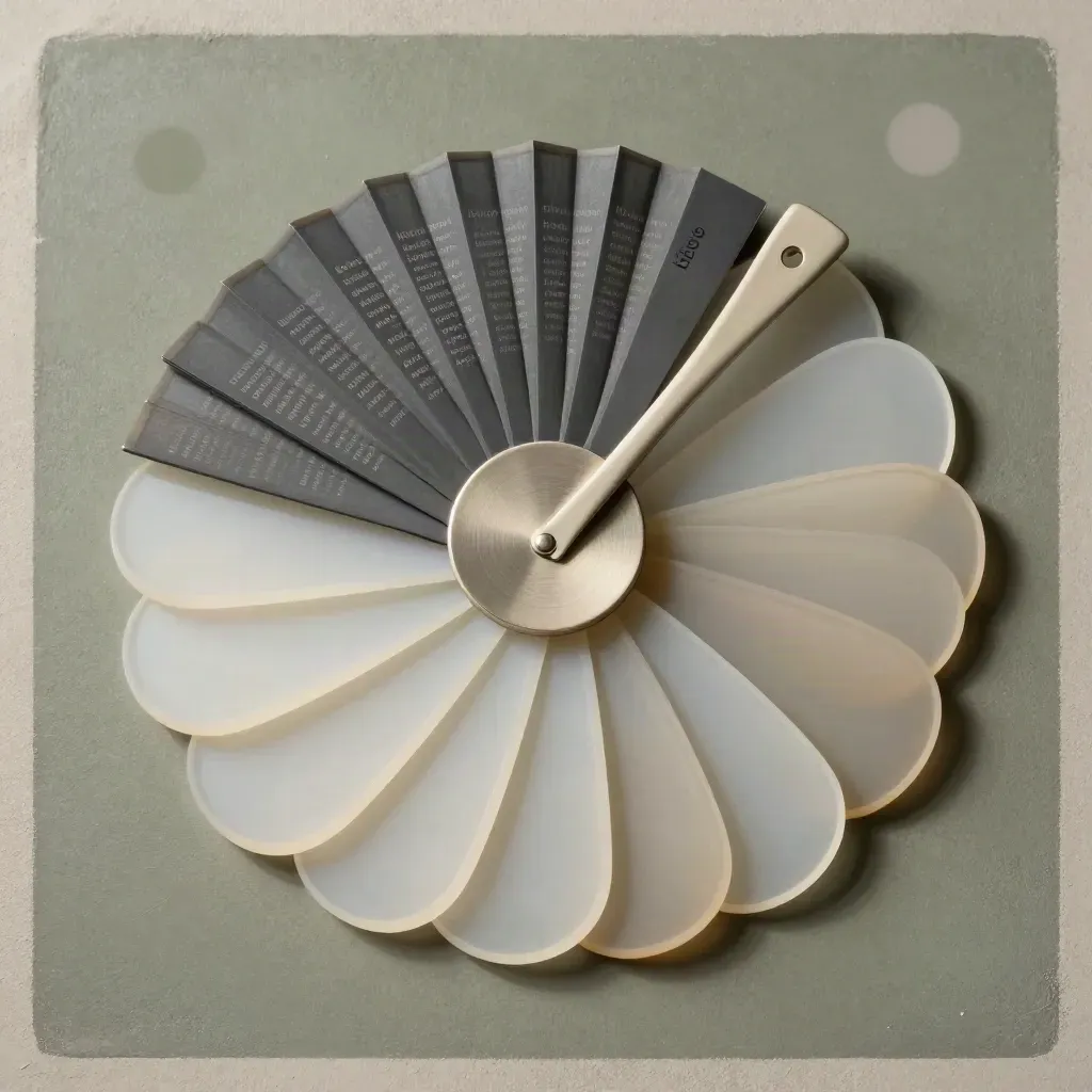 Präzises Flachlay mit Acryl-Tiles, Kartenfächer und Metalltoken auf Stein.