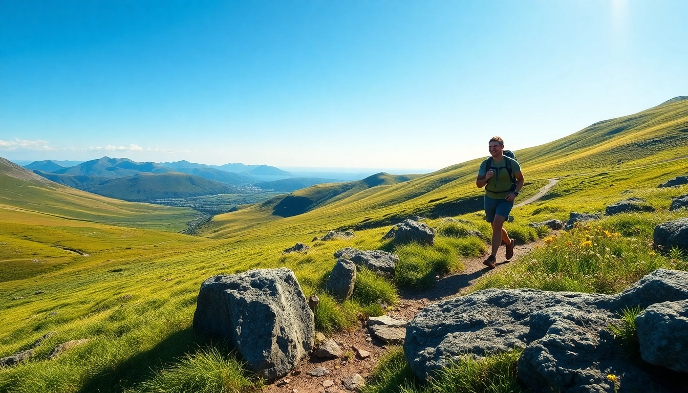 Erleben Sie die atemberaubende Landschaft des Kerry Way Irland mit einem Wanderer auf einem malerischen Pfad.
