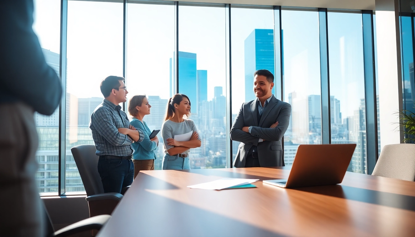 Headhunter Ingenieure besprechen Karrieremöglichkeiten in einem modernen Büro.