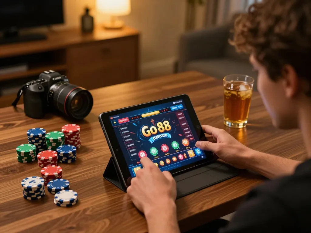 Trải nghiệm gameplay trực tuyến thú vị tại casino Go 88 qua máy tính bảng trong môi trường thoải mái tại nhà