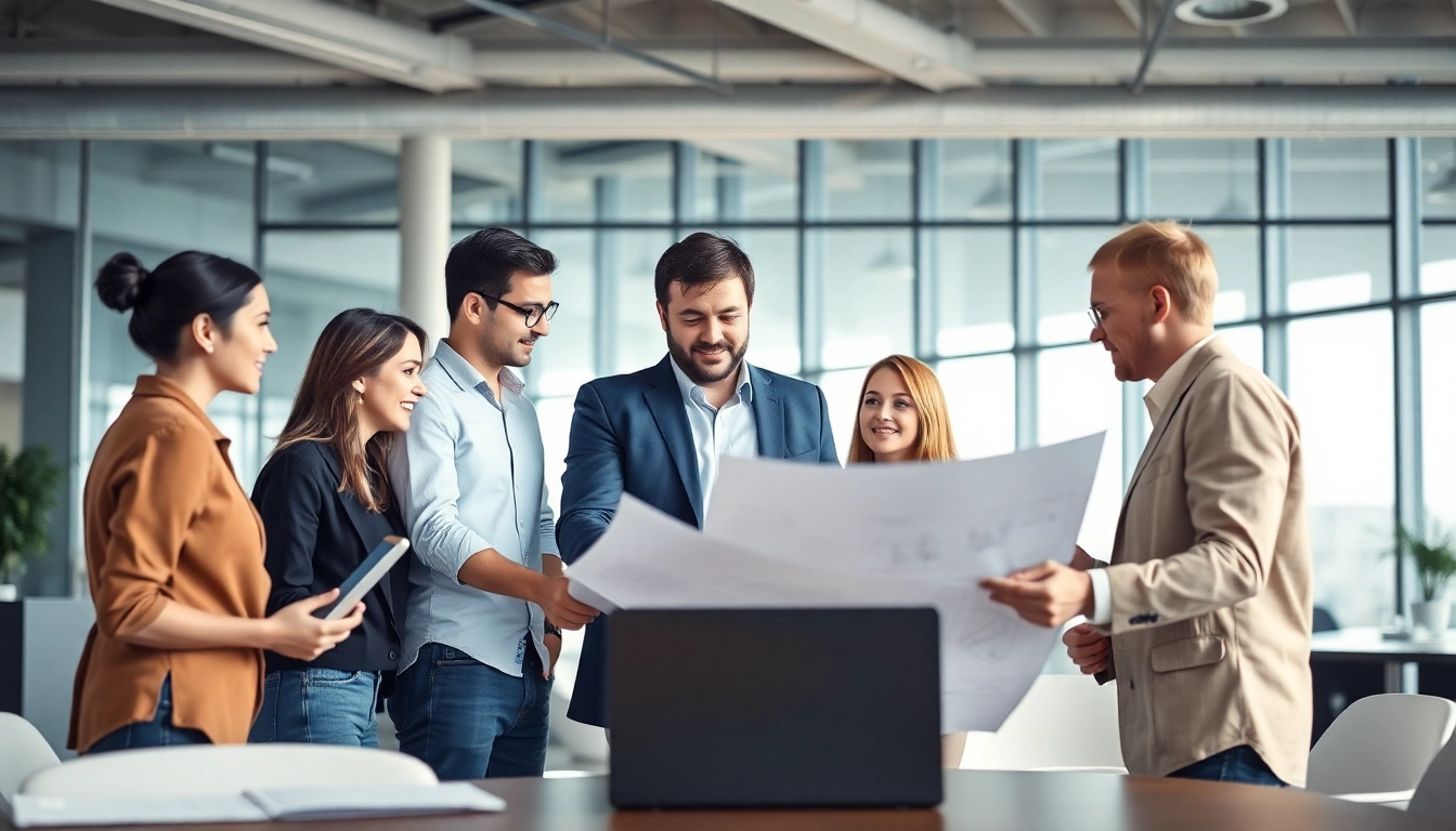 Headhunter Ingenieure in einem dynamischen Büro, die an innovativen Projekten arbeiten.