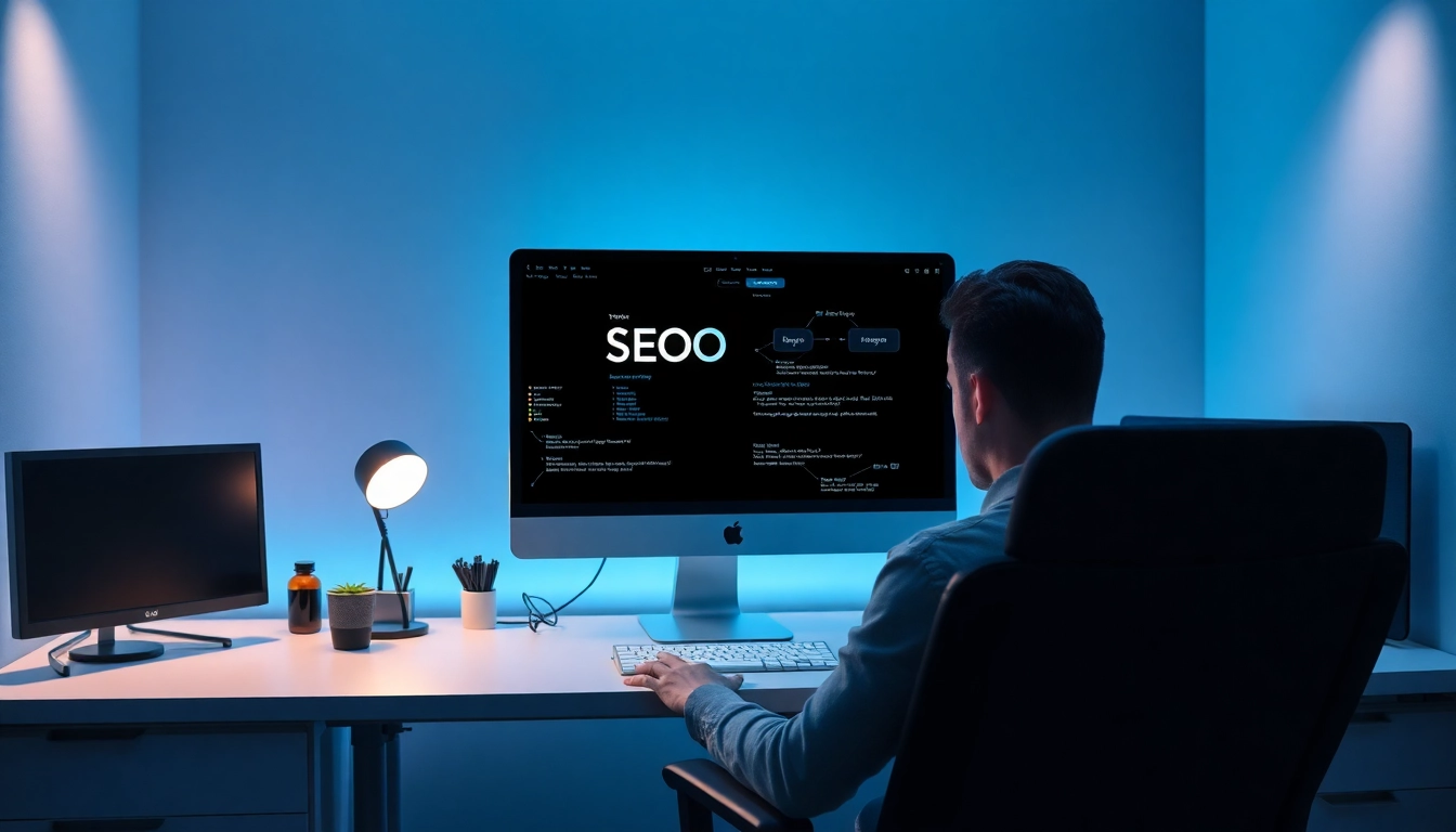 Visualisiere die innovative SEO.my Arbeitsumgebung, die mit modernen Technologien ausgestattet ist, um eine ansprechende Benutzererfahrung zu schaffen.