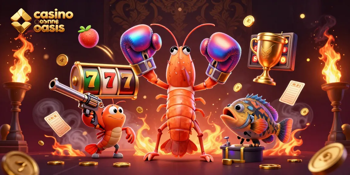 Experience the excitement of casino ohne oasis with vibrant characters and dynamic slot elements in this stunning 3D illustration.