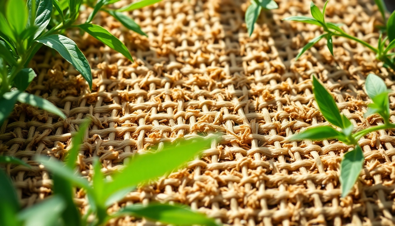 Hanfmatte in einem natürlichen Umfeld, detailreiche Textur und umweltfreundliches Design hervorhebend.