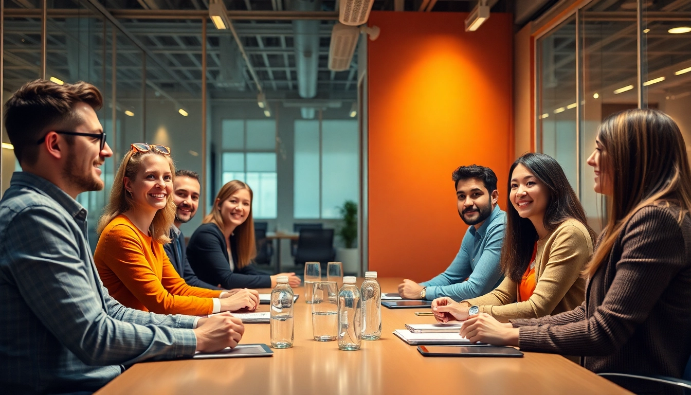 Professionelle Beratung zu Executive Search Alternativen, Gruppe diskutiert Strategien in modernem Büro.