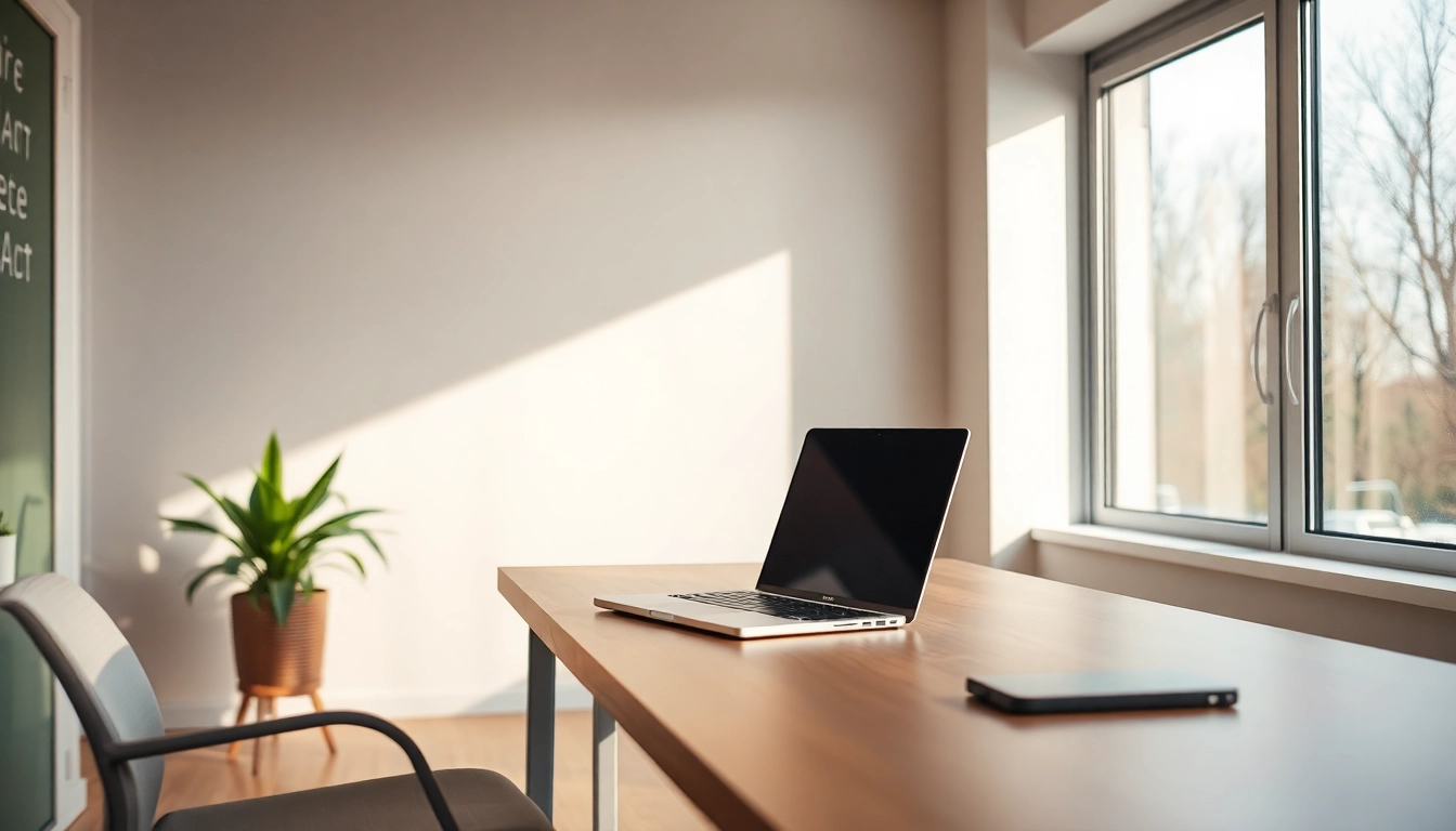 Finden Sie spannende Stellenangebote mit einem Laptop in einem modernen Büro.