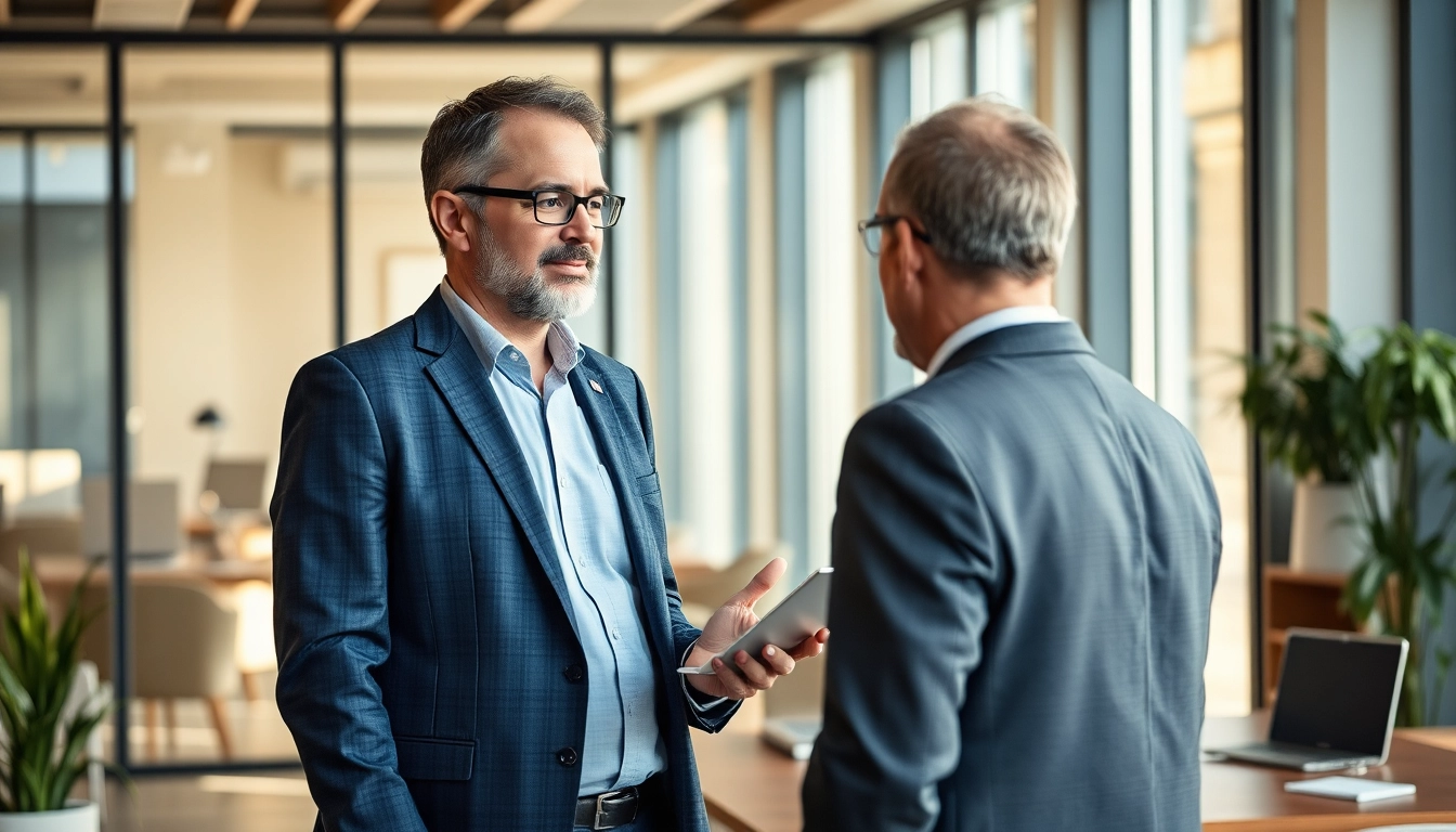 Professioneller Headhunter Bielefeld berät einen Kandidaten im Büro über Karrierechancen.