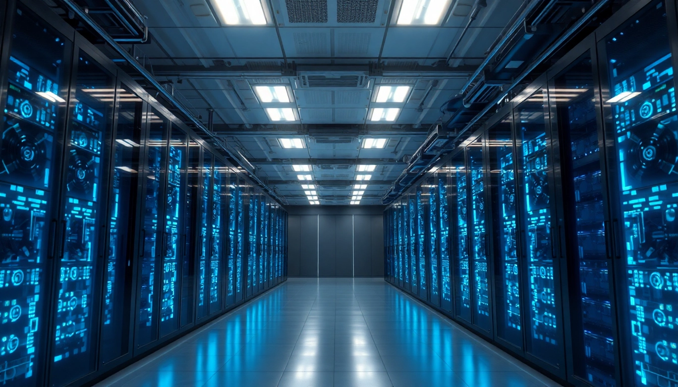 Visualisieren Sie die Microsoft Server 2025 Standard Edition Key in einer modernen Serverumgebung mit futuristischer Technologie.