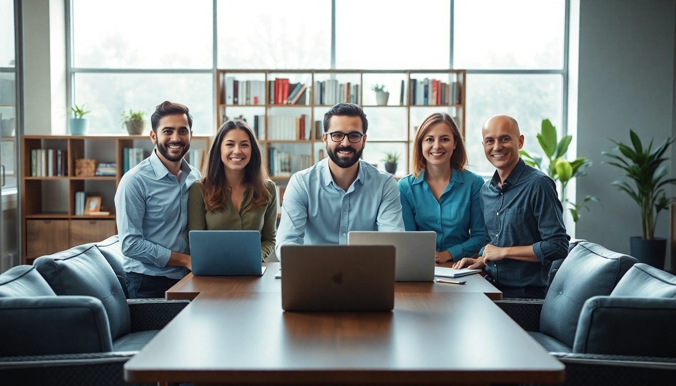 Headhunter IT-Team beim Rekrutieren von Talenten in moderner Büroanlage.