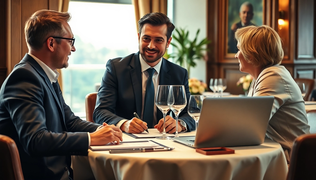 Interaktion zwischen Headhunter Gastronomie und Kandidat in elegantem Restaurant
