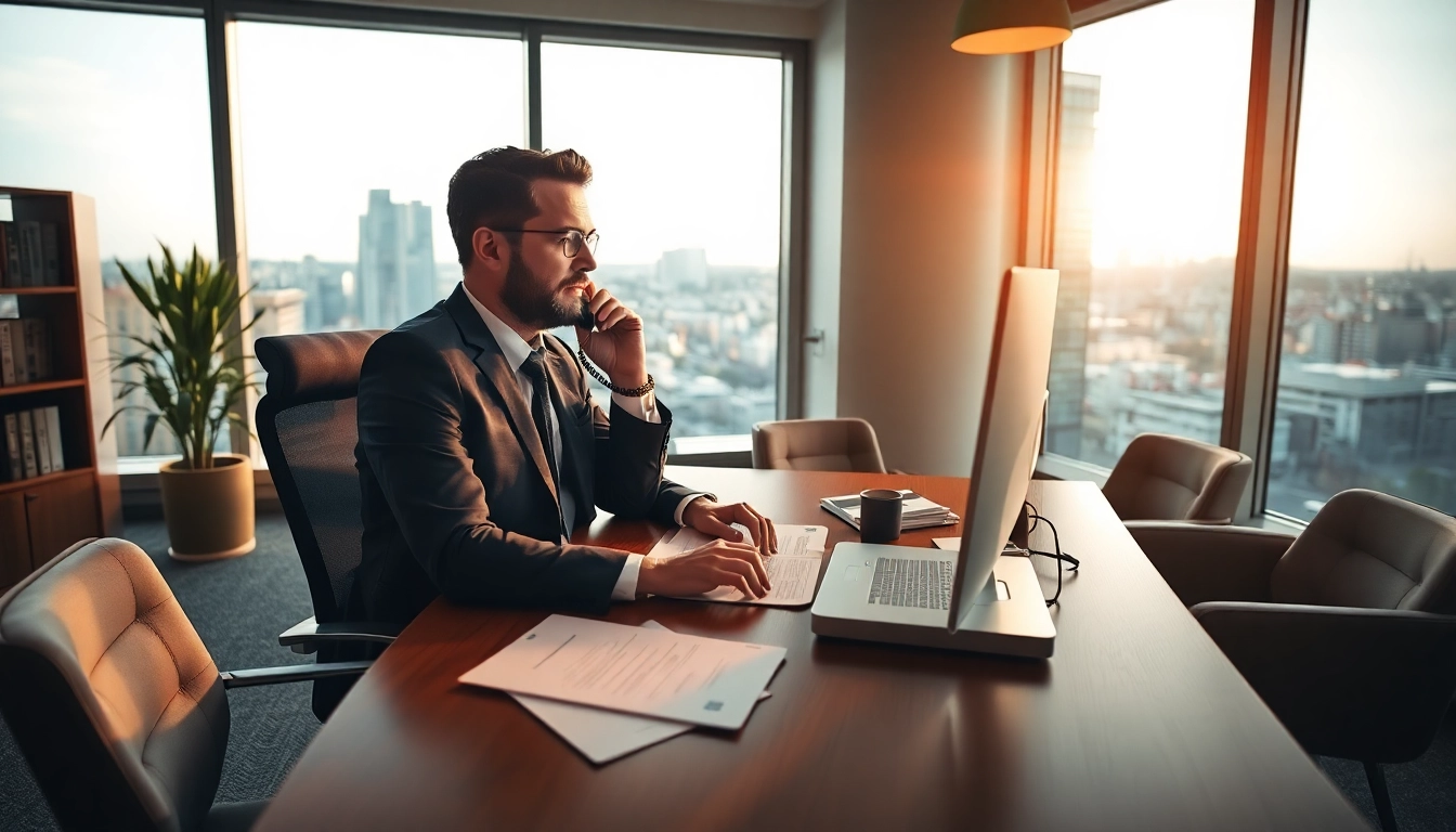 Headhunter Gastronomie am Arbeitsplatz, strategische Planung und Telefonate führend.