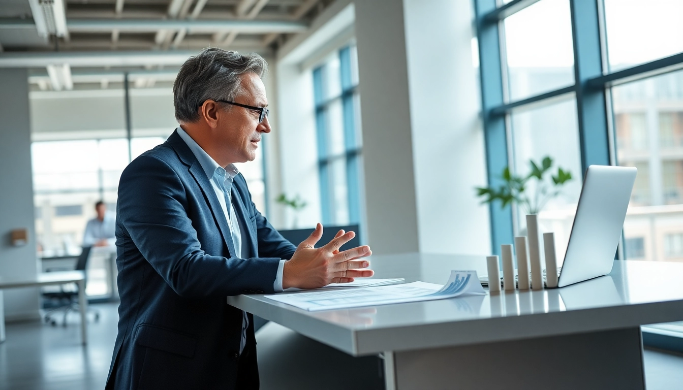 Erfahrene Headhunter Schweiz berät Kandidaten in modernem Bürosetting.