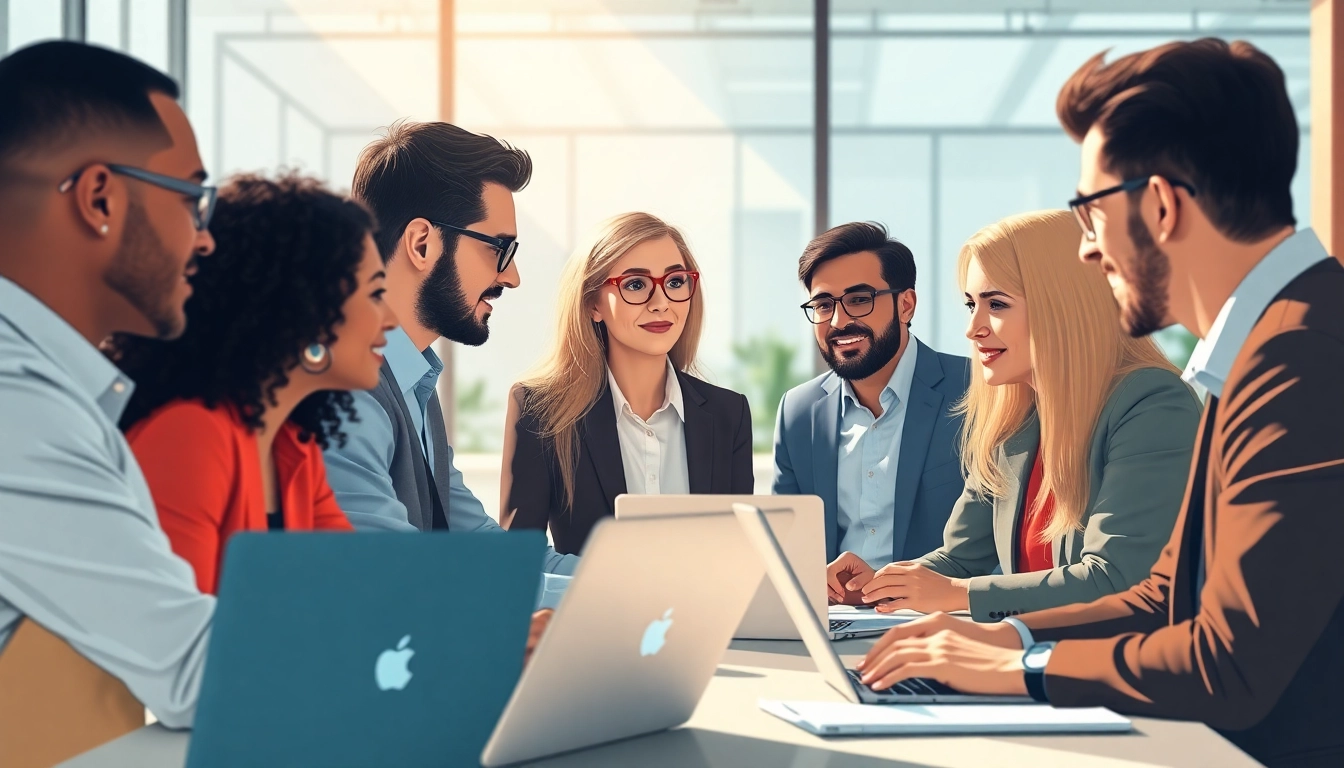 Headhunter IT team collaborating in a modern office environment to improve recruitment.