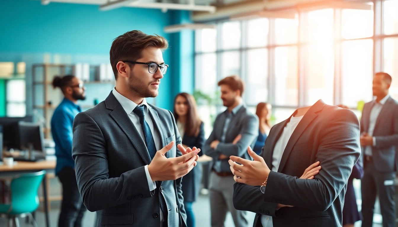 Headhunter IT berät Kandidaten in einem modernen Büro über Karrieremöglichkeiten.